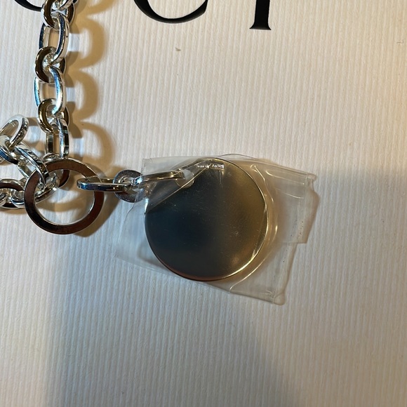 GUCCI ICON GUCCI LOGO SILVER ROUND TRADEMARK CHARM BRACELET - Picture 6 of 6